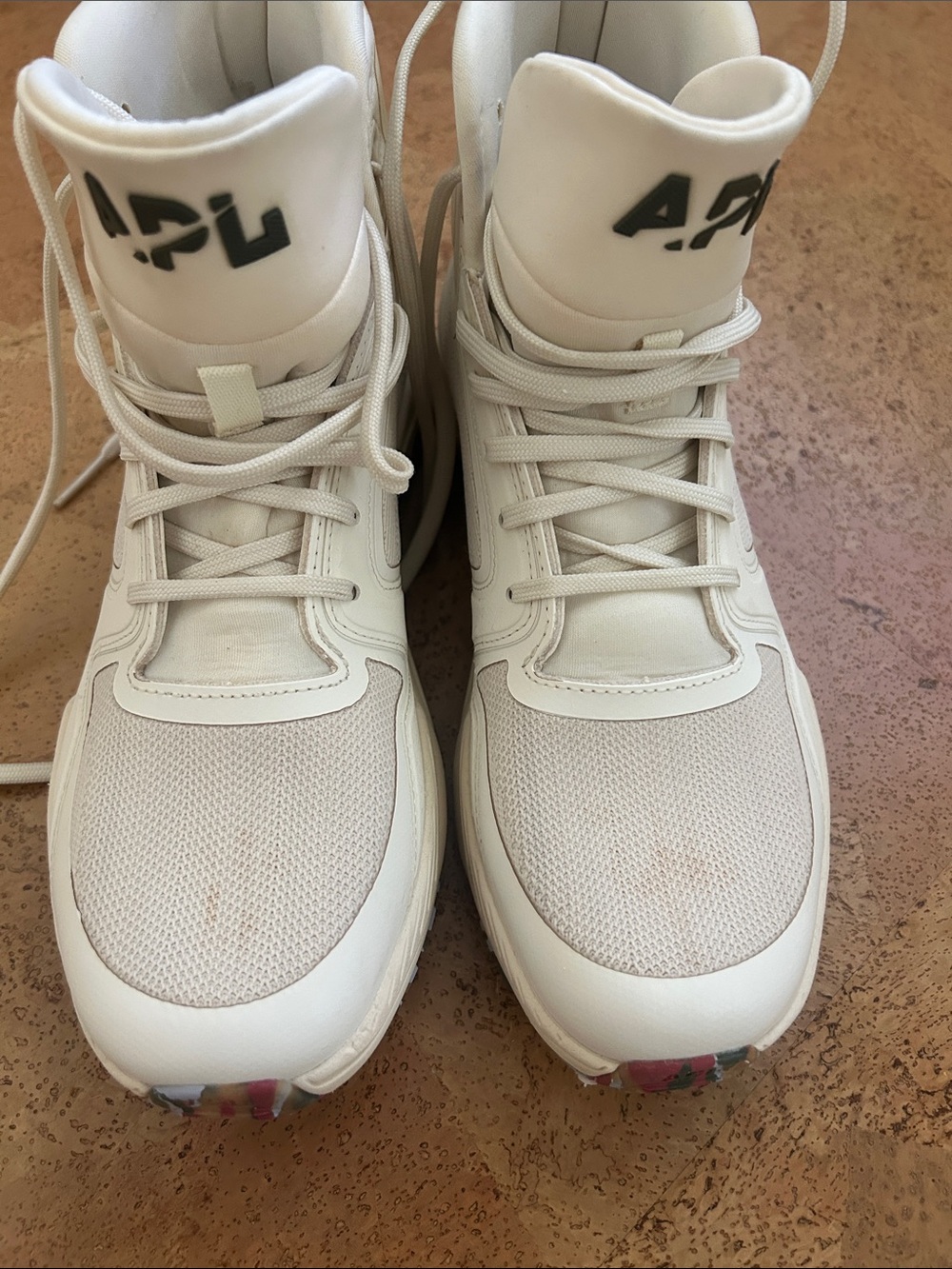 APL White High-Top Ankle Sneakers with Subtle Multicolor Accents